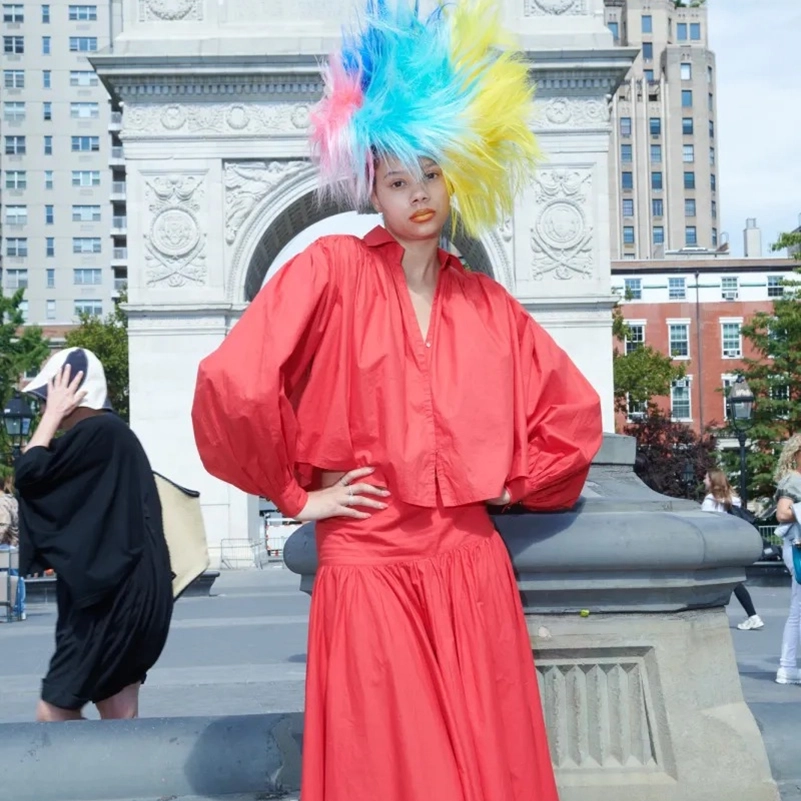 Batsheva Spring 2027 Pairs Babydoll Dressing With Troll-Doll Hair