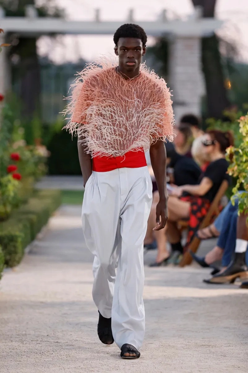 Palomo Spring 2027 Goes Big On Feathers And Barely There Utility Sets