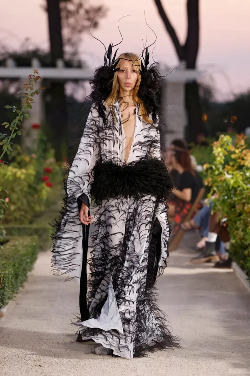 Palomo Spring 2027 Goes Big On Feathers And Barely There Utility Sets
