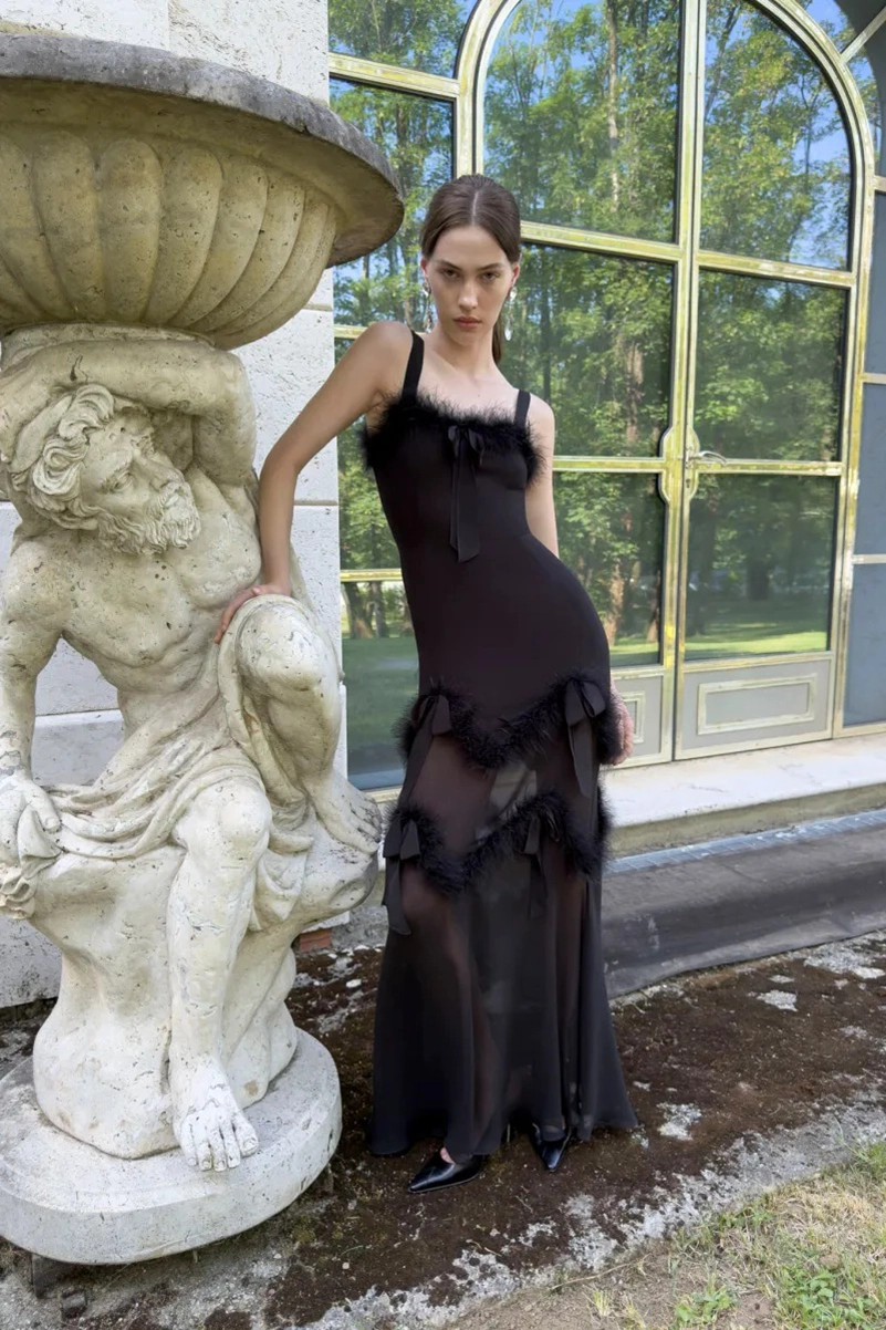 Alessandra Rich Spring 2027 Mixes Garden Party Dressing With Boudoir Glamour