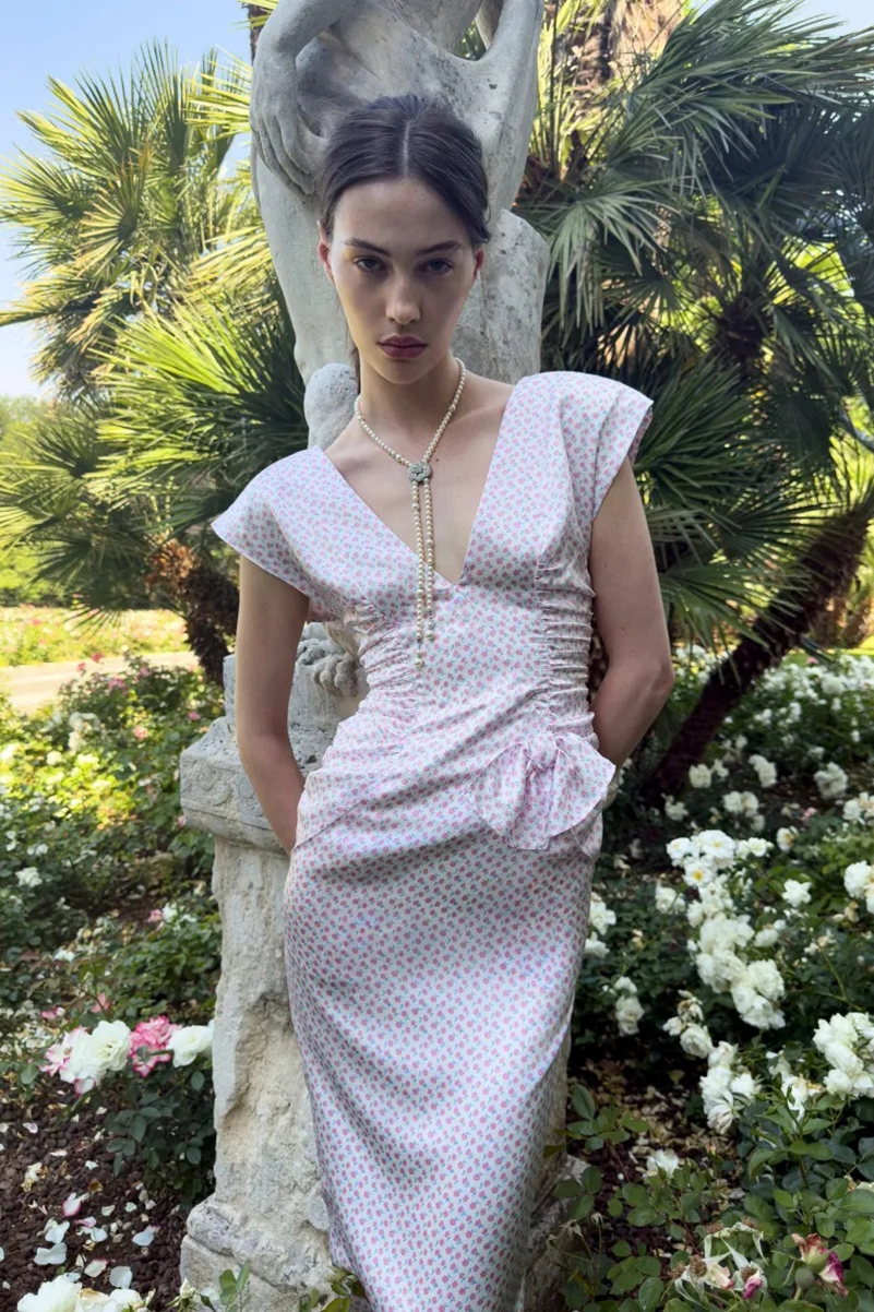 Alessandra Rich Spring 2027 Mixes Garden Party Dressing With Boudoir Glamour