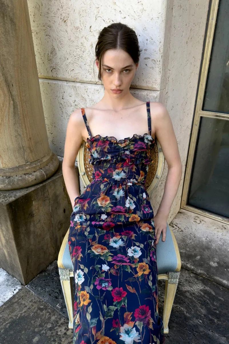 Alessandra Rich Spring 2027 Mixes Garden Party Dressing With Boudoir Glamour