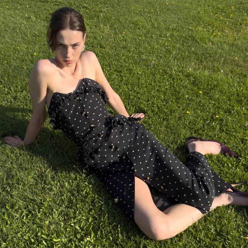 Alessandra Rich Spring 2027 Mixes Garden Party Dressing With Boudoir Glamour